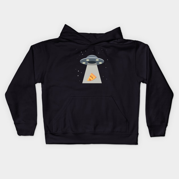 Alien Pizza Abduction Spaceship Kids Hoodie by mstory